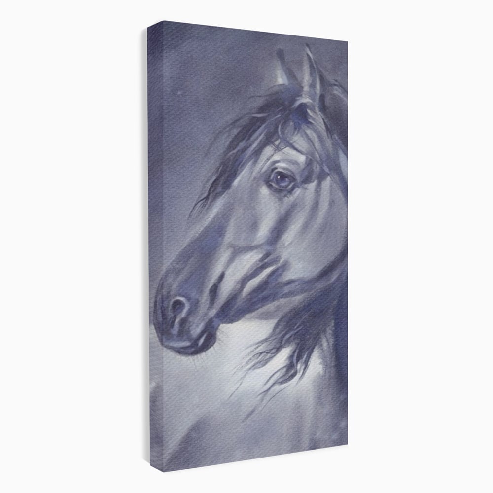 Tablou canvas cu tablou canvas cu portret de cal gri, fara rama, pe sasiu de lemn